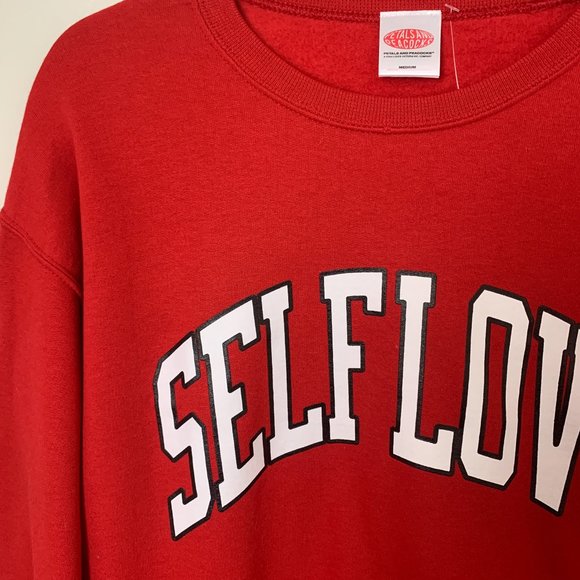 NEW Gender Inclusive Unisex Petals Peacocks University Self Love Red Sweater M - Picture 4 of 8